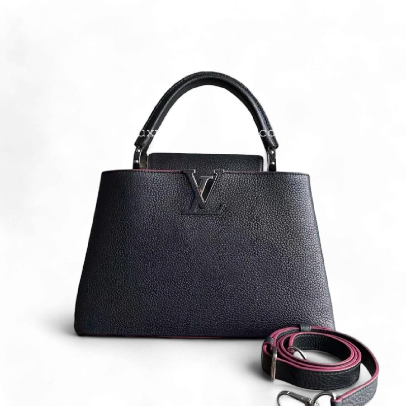 Louis Vuitton Capucines - MM Taurillon Grained Calfskin Noir Black Silver Hardware