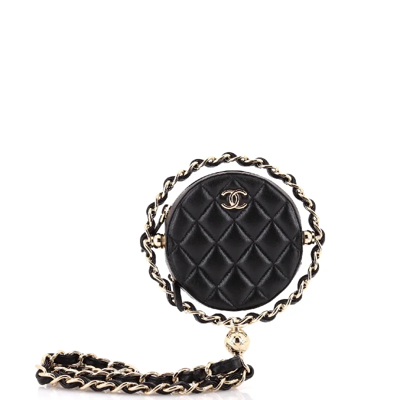 Frame Chain Around Round Clutch with Chain Quilted Lambskin Mini