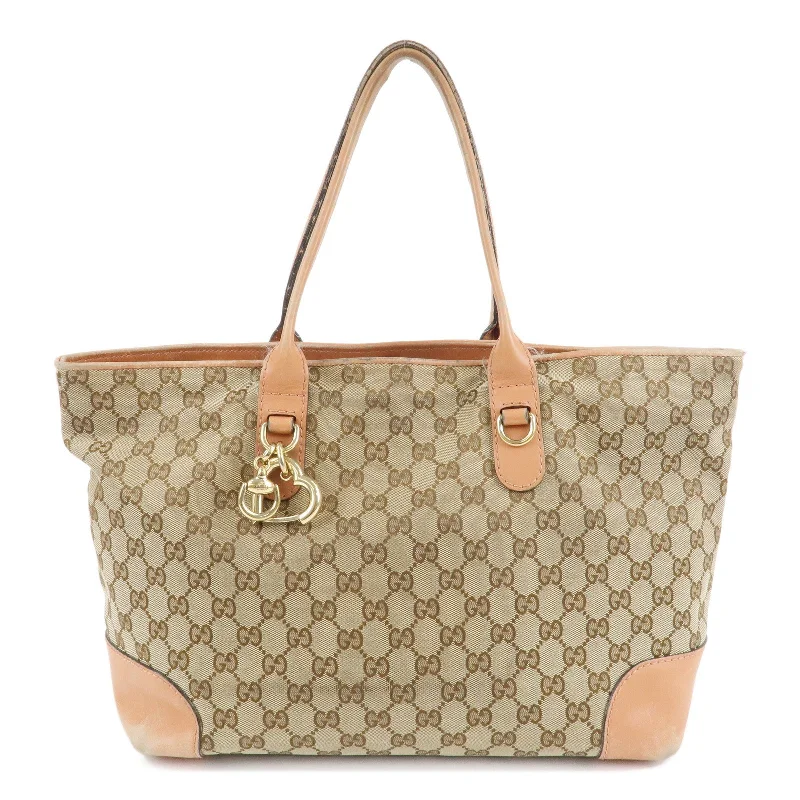 GUCCI Heart Bit GG Canvas Leather Tote Bag Japan Limited 269956