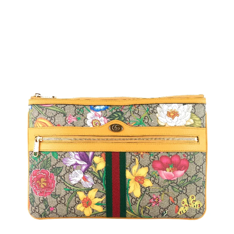 Ophidia GG Supreme Canvas Floral Clutch Bag