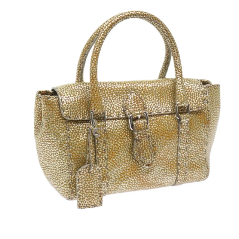 FENDI Hand Bag Leather Gold Tone  bs10423