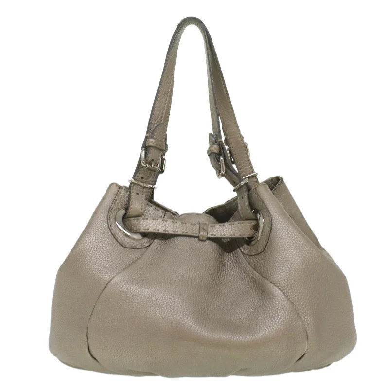 FENDI Celeria Tote Bag Leather Silver  ar8876