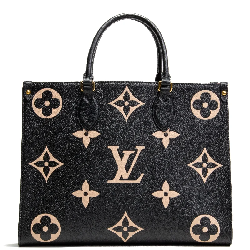 LOUIS VUITTON Monogram Empreinte Bicolor Onthego MM - Black/Beige