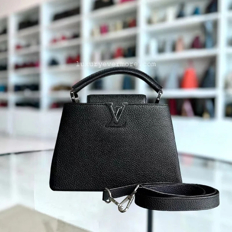 LV Capucines BB Grained Calfskin Black Silver Hardware Louis Vuitton