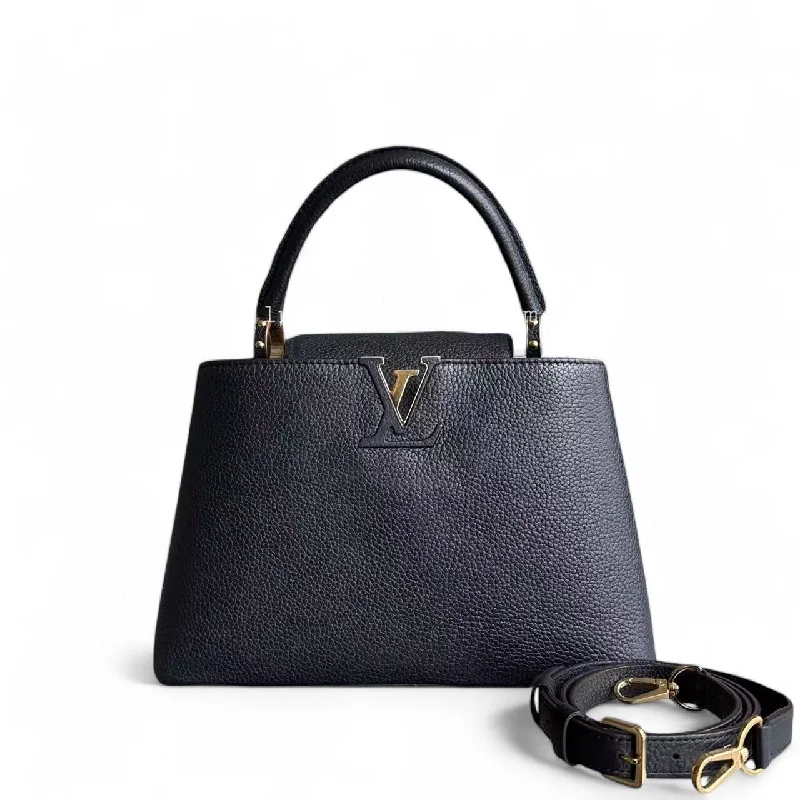 Louis Vuitton Capucines MM - Taurillon Grained Calfskin Black Gold Hardware