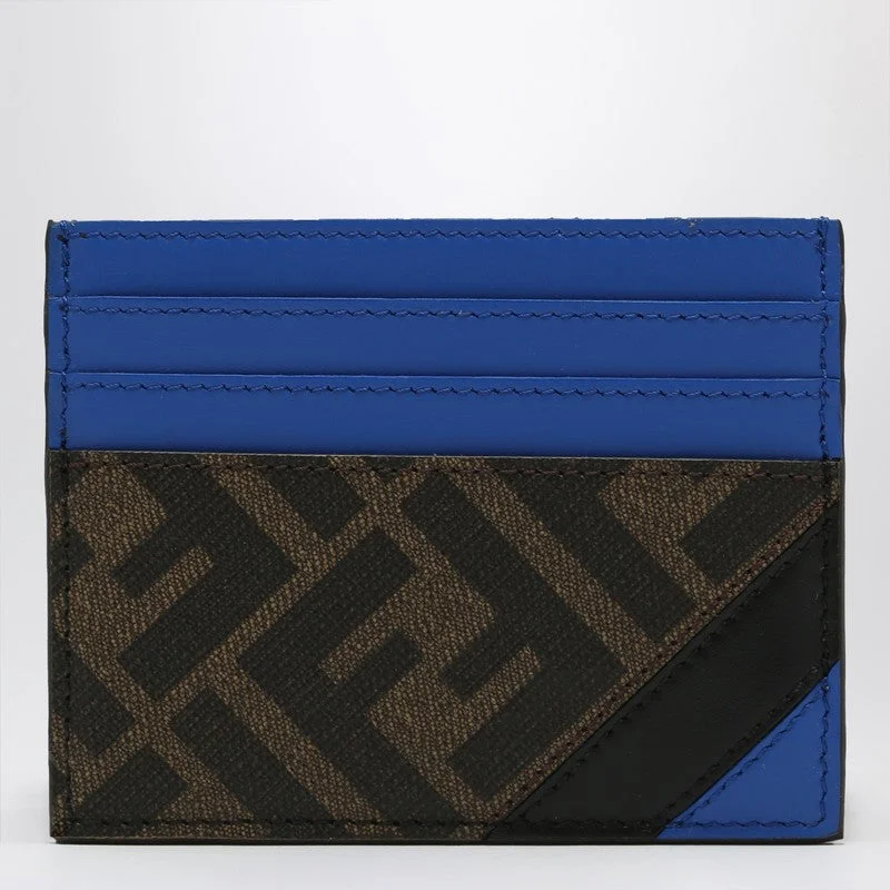 Fendi Diagonal Card Case In Brown Ff Canvas Men