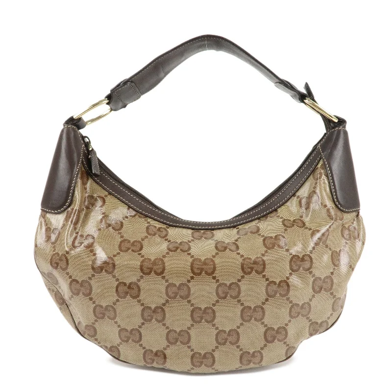 GUCCI GG Crystal Leather Shoulder Bag Hand Bag Brown 257297