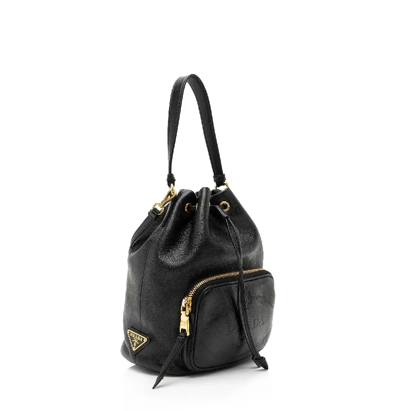 Prada Glace Calf Logo Secchiello Mini Bucket Bag 23357