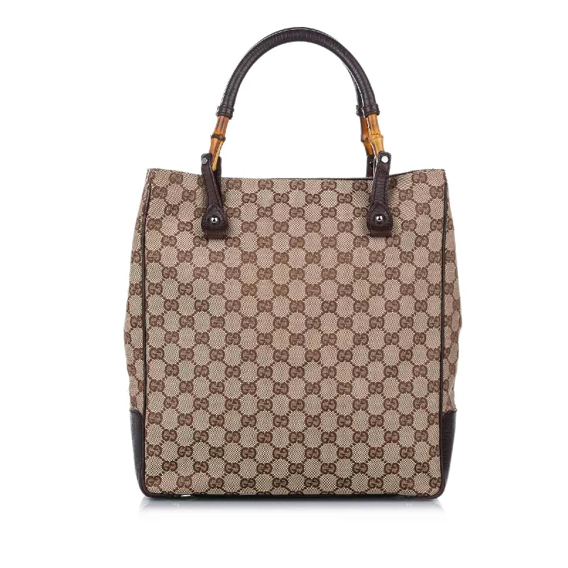 Gucci Bamboo GG Canvas Tote (SHG-17105)