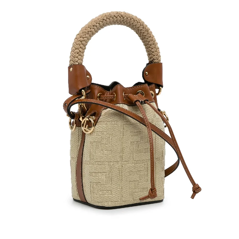 Fendi Mini Raffia Zucca Mon Tresor Bucket Bag (SHG-nU09oe)