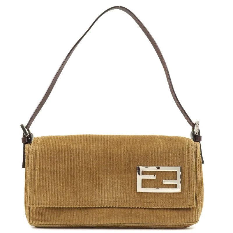 FENDI Corduroy Shoulder Bag Hand Bag Brown 26776 Brown