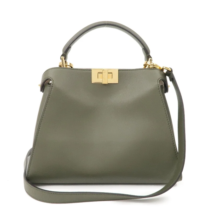 FENDI Peekaboo Iconic Essentially Leather 2Way Bag Khaki 8BN302