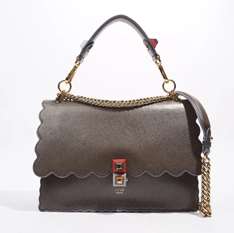 Fendi Fendi Kan Bag Grey Leather Medium