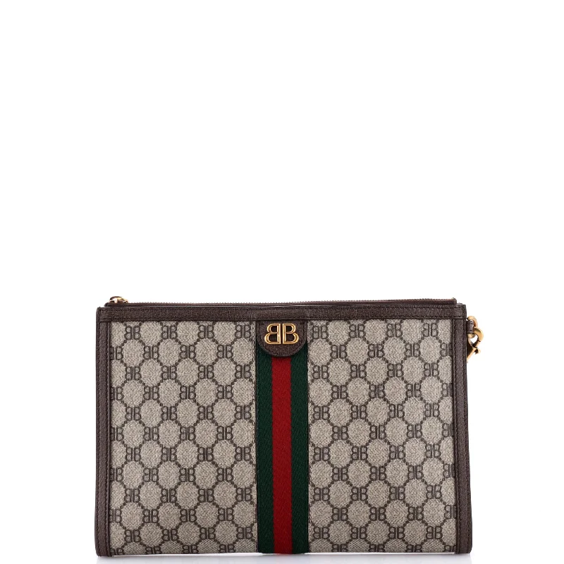 x Gucci The Hacker Project Web Wristlet Clutch BB Coated Canvas