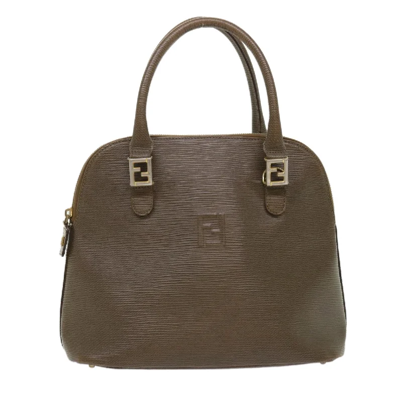 FENDI Hand Bag Leather Brown  bs6467