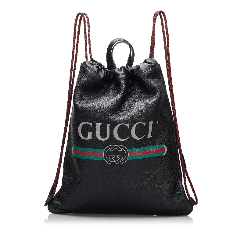 Gucci Logo Drawstring Backpack Black