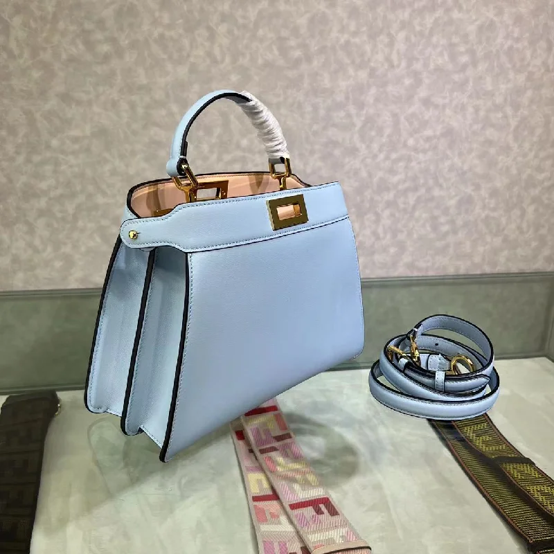 Fendi Peekaboo Blue Small iseeu Bag with Extra strap