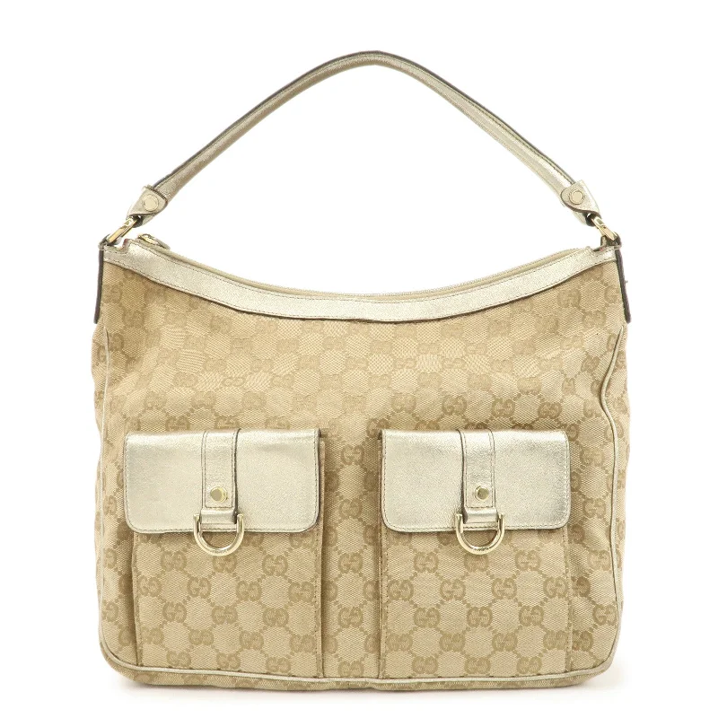 GUCCI GG Canvas Leather Shoulder Bag 153025