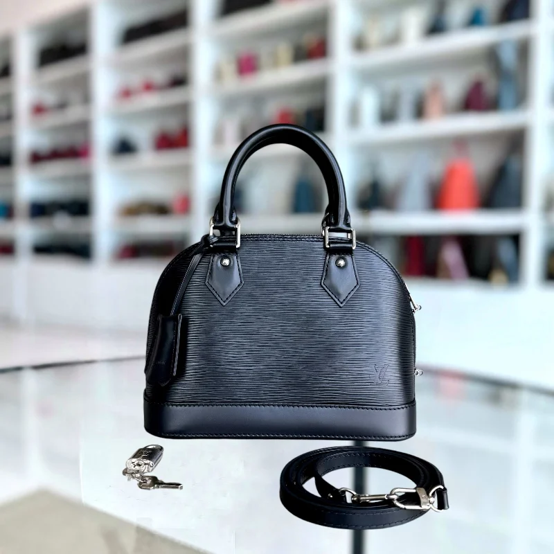 LV Alma BB EPI Leather Noir Black Silver Hardware Louis Vuitton