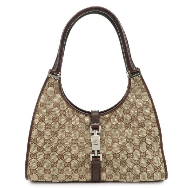 GUCCI Jackie GG Canvas Leather Shoulder Bag Beige Brown 1719