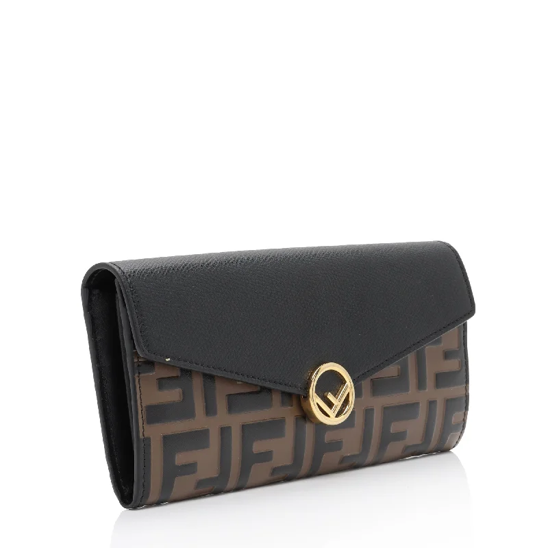 Fendi FF Embossed Calfskin F is Fendi Continental Wallet (SHF-vPL2iW)