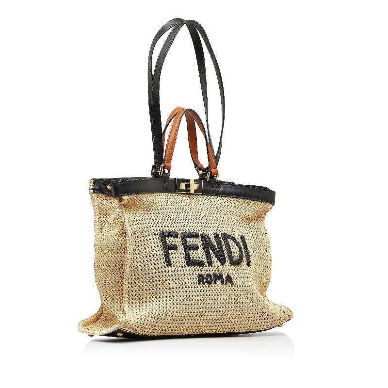 Fendi Medium Raffia Peekaboo X-Tote (SHG-XeawZy)