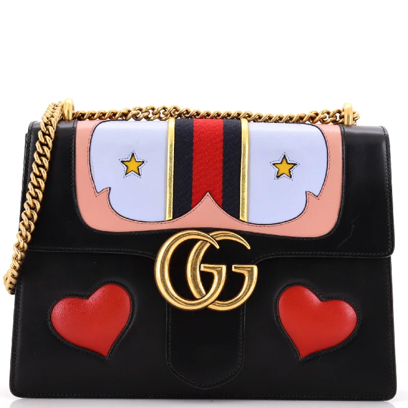 Web Heart GG Marmont Chain Shoulder Bag Leather Medium