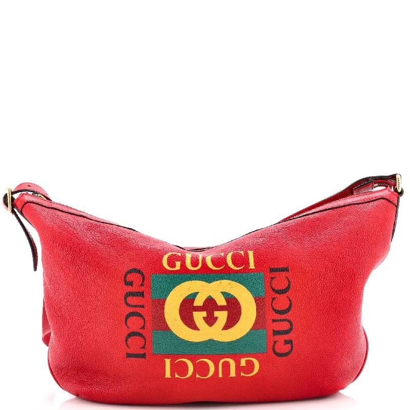 Logo Half-Moon Hobo Printed Leather