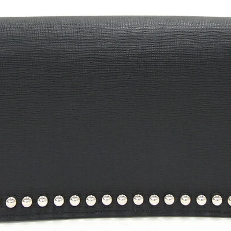 FENDI Chain Karl Lagerfeld 8M0346 Black Leather Shoulder Studs Ladies