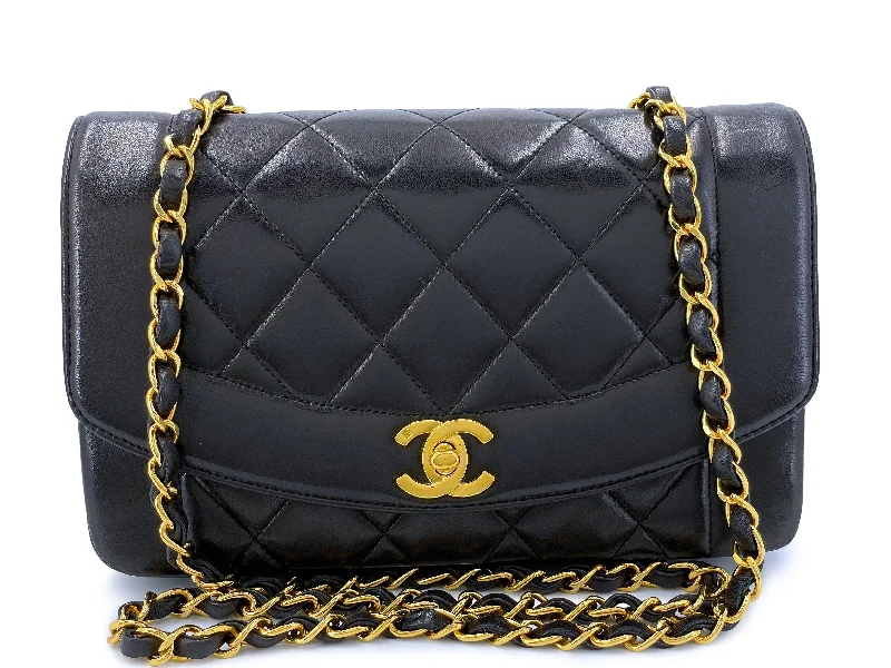 Pristine Chanel Vintage 1994 Small Black Diana Flap Bag 24k GHW