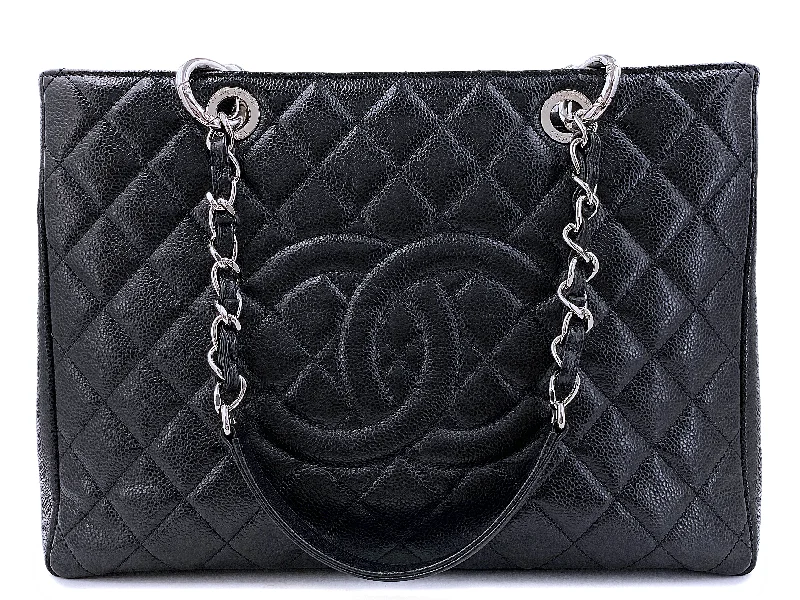 Chanel Black Caviar Grand Shopper Tote GST Bag SHW