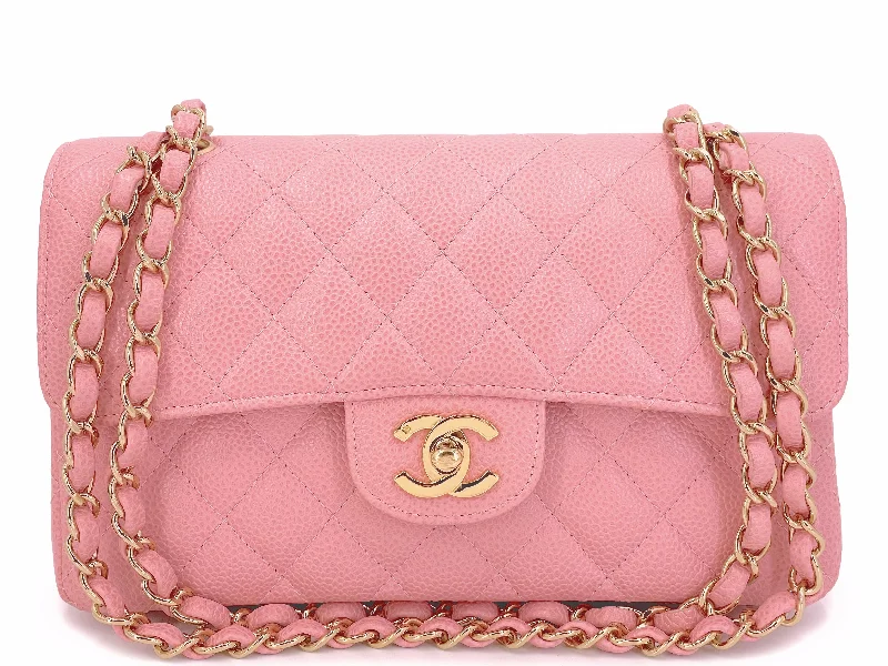 Chanel 2005 Vintage Sakura Pink Small Classic Double Flap Bag 24k GHW