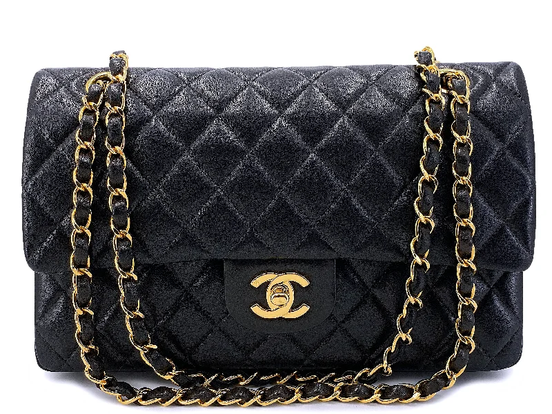 Chanel 1997 Vintage Black Medium Classic Double Flap Bag 24k GHW Lambskin