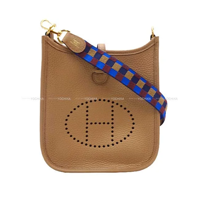 HERMES Shoulder bag Evelyne 16 TPM Amazon Maxi Quadrille Chai/Biscuit/Rouge H/Bleu Billard Taurillon Clemence Gold HW Stamp U[EXCELLENT][Authentic]