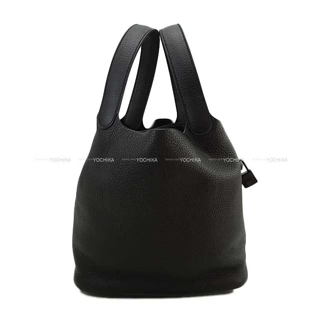 HERMES Handbag Picotin Lock 22 MM Monochrome SO Black Noir (Black) Taurillon Clemence Mat black hardware Stamp