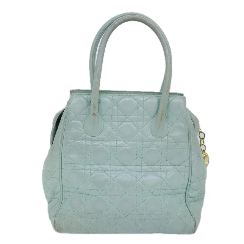 CHRISTIAN DIOR Canage Hand Bag Leather 2way Green Auth 77650