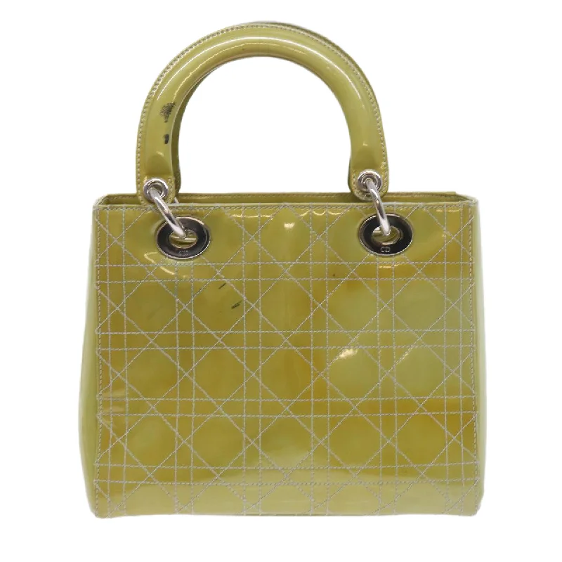 CHRISTIAN DIOR Canage Hand Bag Patent leather 2way Green Auth bs10107