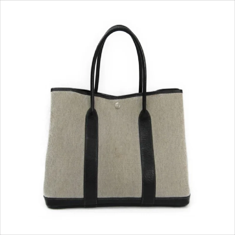 Hermes Gray/Black Canvas Garden Party 36 Tote (SHA11239)