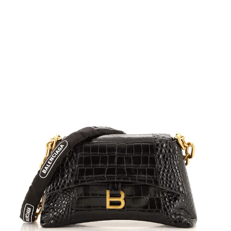 Downtown S Chain-Handle Shoulder Bag Crocodile Embossed Leather Small