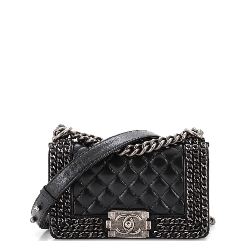 Chained Boy Flap Bag Quilted Glazed Calfskin Small