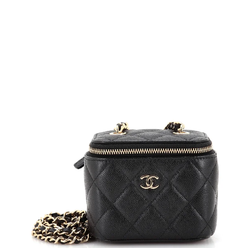 Classic Vanity Case with Chain Quilted Caviar Mini