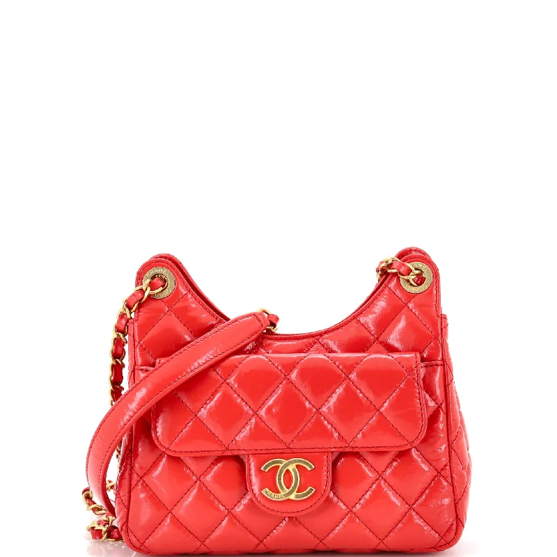 Wavy CC Hobo Quilted Crumpled Calfskin Small