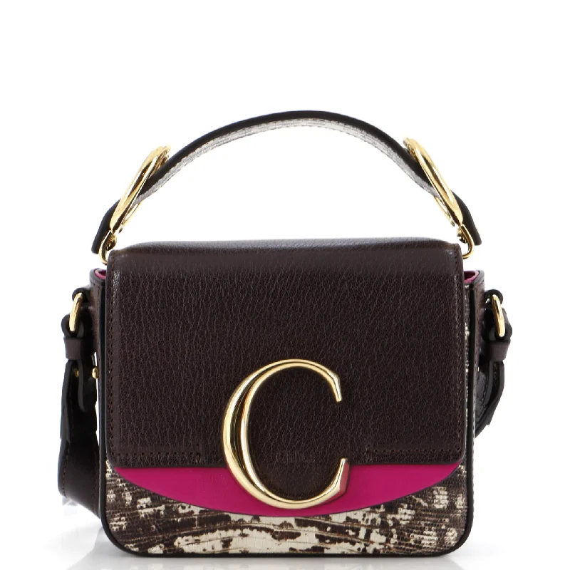 C Flap Bag Leather with Lizard Embossed Detail Mini