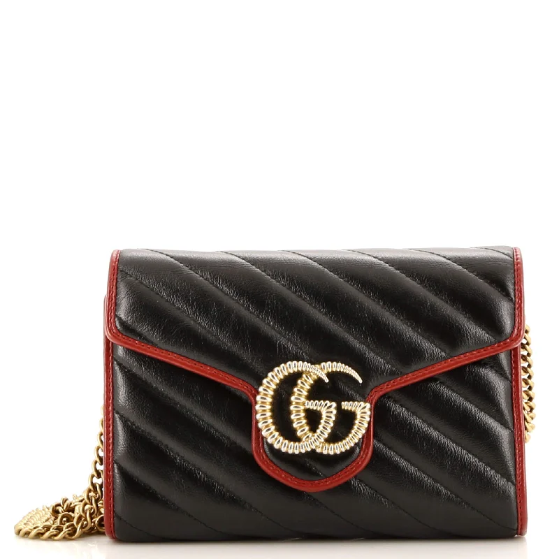 GG Marmont Chain Wallet Diagonal Quilted Leather Mini