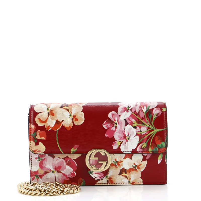 Icon Wallet on Chain Blooms Print Leather