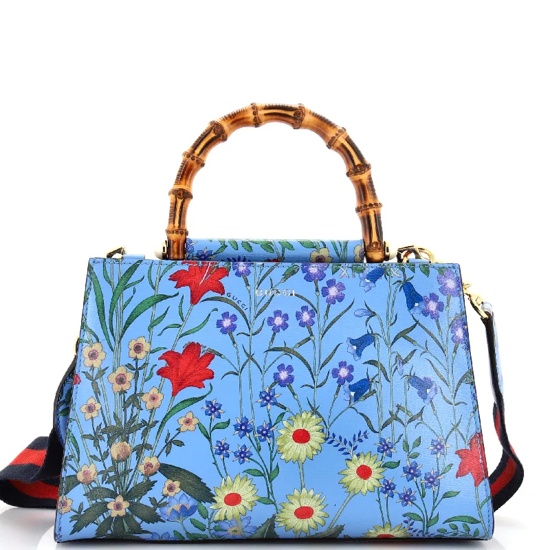 Nymphaea Top Handle Bag Floral Printed Leather Small