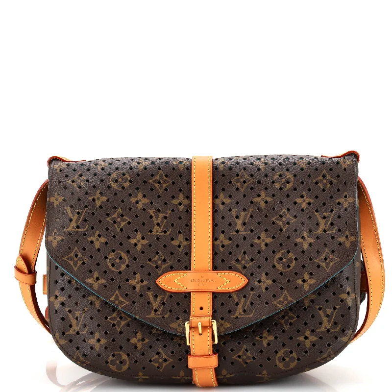 Flore Saumur Handbag Perforated Monogram Canvas