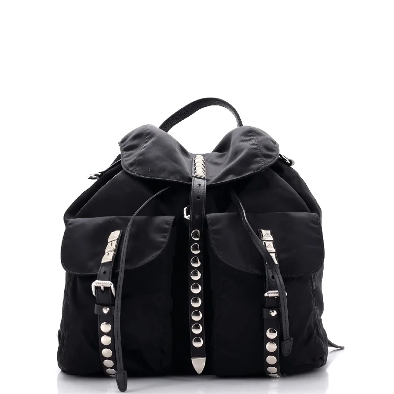 New Vela Backpack Tessuto with Studded Leather